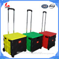 Folding Hand Cart Trolley With Wheels Lid Cover Carry Shopping File Storage Office Rolling Case middle 15"x14"x13"